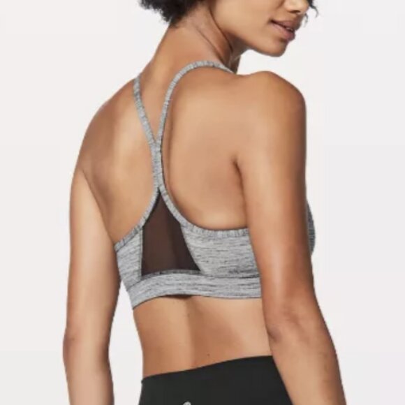 Lululemon Flow Y Bra IV Mesh Racerback Gray Black Heathered Size 6 - Picture 1 of 11